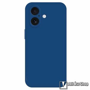 Apple iPhone 16, Telefontok, Szilikon, Mikroszálas szövet karcolásmentesítő belső, Kamerasziget védelem, Sötétkék kép