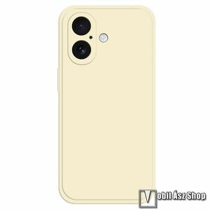 Apple iPhone 16, Telefontok, Szilikon, Mikroszálas szövet karcolásmentesítő belső, Kamerasziget védelem, Bézs kép