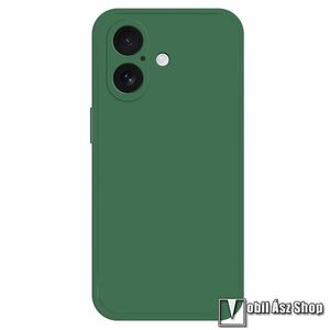 Apple iPhone 16, Telefontok, Szilikon, Mikroszálas szövet karcolásmentesítő belső, Kamerasziget védelem, Zöld kép
