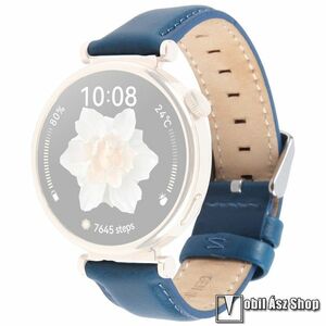 Garmin Lily 2, 2 Active, 2 Classic, Valódi bőr okosóra szíj, Fém csat, 14mm széles, Kék kép