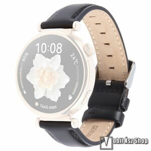 Garmin Lily 2, 2 Active, 2 Classic, Valódi bőr okosóra szíj, Fém csat, 14mm széles, Fekete kép