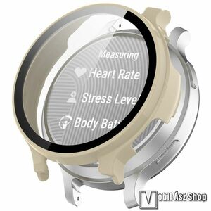 Garmin Lily 2, Okosóra műanyag védőtok, Keret, 9H edzett üvegfólia, Csontfehér kép