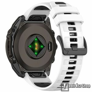 Okosóra szíj, Szilikon, Csat, Fehér, Fekete, 22mm széles Quickfit, Garmin tactix 8 47mm, 8 47mm, quatix 7 47mm, 7 Pro 47mm, Descent G2, Instinct 3 45mm, Instinct E 45mm kép