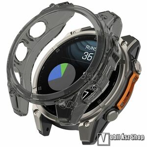 Garmin fenix 8 51mm Solar, AMOLED, Okosóra szilikontok, Keret, Bumper, Átlátszó, Szürke kép