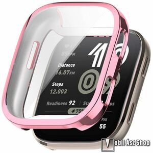 Xiaomi Amazfit Bip 6, Okosóra szilikon védőtok, Keret, Szilikon előlapvédő is, Galvanizált, Rose Gold kép