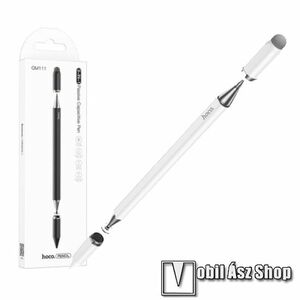 Hoco 3 in 1 érintőképernyő ceruza, Kapacitív kijelzőhöz, Érintőpárnával és érintőtányérral is, Golyóstoll, KÉZÍRÁSRA, RAJZOLÁSRA ALKALMAS, Fehér kép