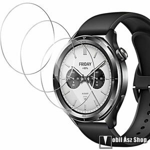 Xiaomi Watch S4, Okosóra előlapvédő karcálló edzett üvegfólia, 3db, 0.3mm, 9H, A képernyő sík részét védi kép
