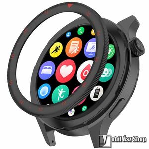 Xiaomi Watch S4, S3, Okosóra lünetta gyűrű, Rozsdamentes acél + üvegfólia, Fekete, Piros kép