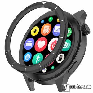 Xiaomi Watch S4, S3, Okosóra lünetta gyűrű, Rozsdamentes acél + üvegfólia, Fekete, Fehér kép