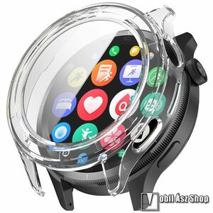 Xiaomi Watch S4, Okosóra műanyag védőtok, Keret, 9H edzett üvegfólia, Átlátszó kép