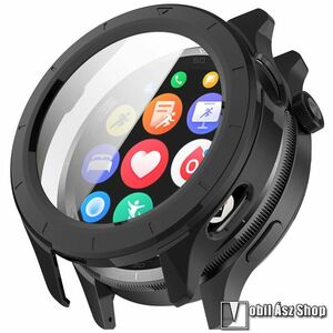 Xiaomi Watch S4, Okosóra műanyag védőtok, Keret, 9H edzett üvegfólia, Fekete kép