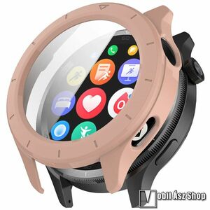 Xiaomi Watch S4, Okosóra műanyag védőtok, Keret, 9H edzett üvegfólia, Rózsaszín kép
