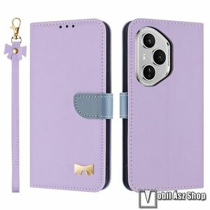 Honor 400 Pro, Telefontok, Notesz, Asztali tartó, Oldalra nyíló, Bankkártyatartó, Mágneses zárófül, Csuklópánt, PU bőr, Szilikon belső, Lila kép