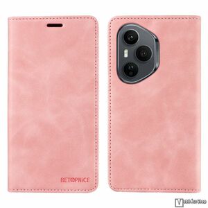 Honor 400 Pro, Telefontok, Oldalra nyíló, Rejtett mágneses záródás, Bankkártyatartó, RFID védelem, Asztali tartó, Szilikon belső, Rózsaszín kép