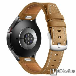 Okosóra szíj, Valódi marhabőr, Gombos teleszkóp, Csat, 20mm széles, 80+120mm hosszú, Világosbarna kép