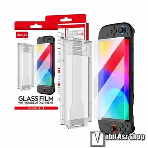 Nintendo Switch 2, iPega előlapvédő karcálló edzett üveg, Üvegfólia, 9H, Sík részre, Felhelyező keret, SW2117, Átlátszó kép