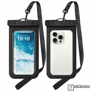 Vízhatlan, Vízálló tok, AQUA, 20 méterig, IPX8, Nyakpánt, 195 x 108mm, 7"-os méretű készülékekig, Fekete kép