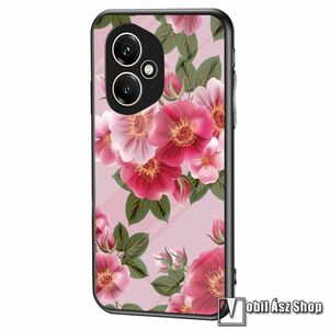 Honor 400, Glass Case telefontok, Szilikon keret, Edzett üveg hátlap, Virág minta kép