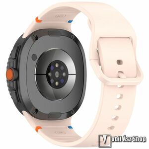 Samsung Galaxy Watch8 44mm, 40mm, Watch8 Classic, Okosóra szíj, Szilikon, Csat, 132+86mm hosszú, L méret, Rózsaszín kép