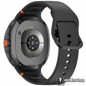 Samsung Galaxy Watch8 44mm, 40mm, Watch8 Classic, Okosóra szíj, Szilikon, Csat, 132+86mm hosszú, L méret, Fekete kép