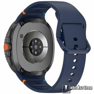Samsung Galaxy Watch8 44mm, 40mm, Watch8 Classic, Okosóra szíj, Szilikon, Csat, 132+86mm hosszú, L méret, Sötétkék kép