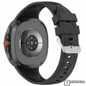 Samsung Galaxy Watch8 44mm, 40mm, Watch8 Classic, Okosóra szíj, Szilikon, Csat, 88+125mm hosszú, Fekete kép