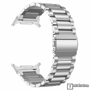 Samsung Galaxy Watch8 44mm, 40mm, Watch8 Classic, Okosóra szíj, Rozsdamentes acél, Csatos, 175mm hosszú, Ezüst kép