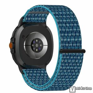 Samsung Galaxy Watch8 44mm, 40mm, Watch8 Classic, Okosóra szíj, Sztreccses szövet, Tépőzár, 240mm hosszú, Kék kép