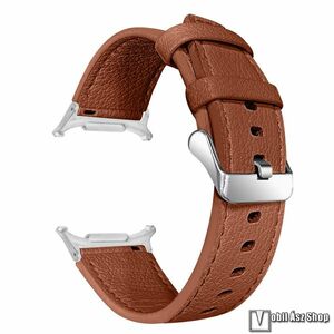 Samsung Galaxy Watch8 44mm, 40mm, Watch8 Classic, Okosóra szíj, Valódi marhabőr, Fekete csat, 125+75mm hosszú, Barna kép