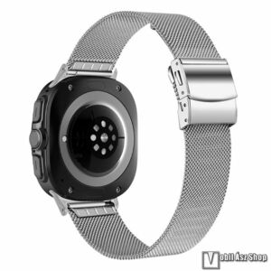 Samsung Galaxy Watch8 44mm, 40mm, Watch8 Classic, Okosóra milánói szíj, Rozsdamentes acél, Fém háló kialakítás, Csatos, Ezüst kép