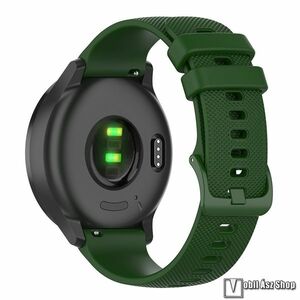 Okosóra szíj, Szilikon, Pontozott textúra mintás, 92+121mm hosszú, 20mm széles, Sötétzöld, Xiaomi Amazfit Active 2, Samsung Galaxy Watch7, Watch FE, Watch Fit 3 kép