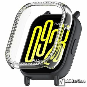 Xiaomi Redmi Watch 5 Active, Okosóra műanyag védőtok, Keret, Bumper, Strasszkővel díszített, Átlátszó kép