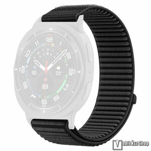 Samsung Galaxy Watch8 44mm, 40mm, Watch8 Classic, Okosóra szíj, Sztreccses szövet, Tépőzár, 210mm hosszú, Fekete kép