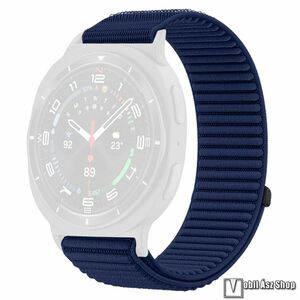 Samsung Galaxy Watch8 44mm, 40mm, Watch8 Classic, Okosóra szíj, Sztreccses szövet, Tépőzár, 210mm hosszú, Sötétkék kép