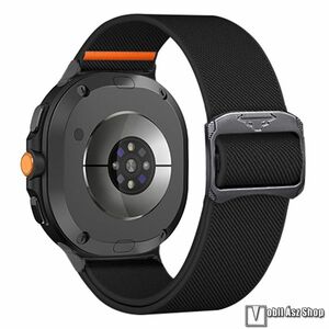 Samsung Galaxy Watch8 44mm, 40mm, Watch8 Classic, Okosóra szíj, Szövet, Sztreccses, 200mm hosszú, Fekete kép