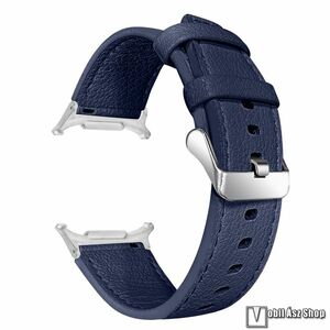 Samsung Galaxy Watch8 44mm, 40mm, Watch8 Classic, Okosóra szíj, Valódi marhabőr, Fekete csat, 125+75mm hosszú, Sötétkék kép