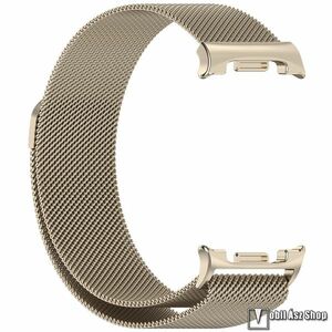 Samsung Galaxy Watch8 44mm, 40mm, Watch8 Classic, Okosóra milánói szíj, Fém ötvözet, Légáteresztő, Mágneses, 230mm hosszú, Pezsgőarany kép