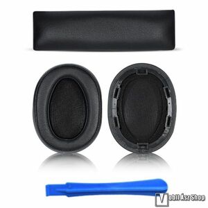 Fejhallgató fülpárna Sony MDR-100ABN, WH-H900N-hez, 1 pár, Puha habszivacs, Zajszigetelés, Memóriahab + Fejpántvédő, Könnyen cserélhető, Fekete kép
