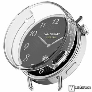 Xiaomi Watch S4 41mm, Okosóra szilikon védőtok, Keret, Szilikon előlapvédő is, Galvanizált, Átlátszó kép