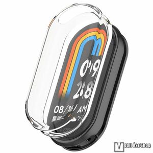 Xiaomi Smart Band 10 Ceramic, 9 Ceramic, 8, Okosóra szilikon védőtok, Keret, Szilikon előlapvédő is, Galvanizált, Átlátszó kép
