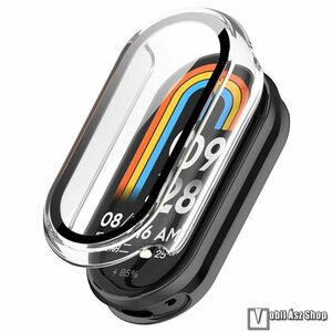 Xiaomi Smart Band 10 Ceramic, 9 Ceramic, 8, Okosóra műanyag védőtok, Keret, 9H edzett üvegfólia, Átlátszó kép