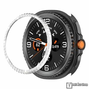Samsung Galaxy Watch8 Classic, Okosóra lünetta védő, Alumínium ötvözet, Strasszkő, Ezüst kép