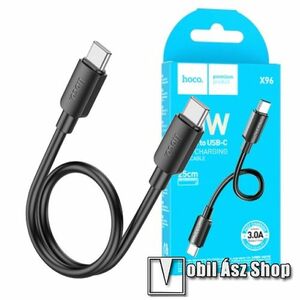 HOCO adat és gyorstöltő kábel, USB-C / USB-C, 60W, PD, Gyorstöltés, 25cm hosszú, X96, Fekete kép