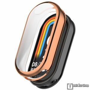 Xiaomi Smart Band 10 Ceramic, 9 Ceramic, 8, Okosóra szilikon védőtok, Keret, Szilikon előlapvédő is, Galvanizált, Rose Gold kép
