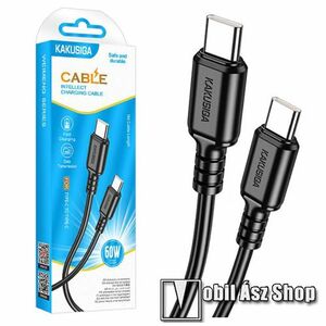 KAKUSIGA adatátviteli kábel, USB töltő, USB-C / USB-C csatlakozók, 1m hosszú, 60W, Törésgátló, Gyorstöltés támogatás, KSC-982, Fekete kép