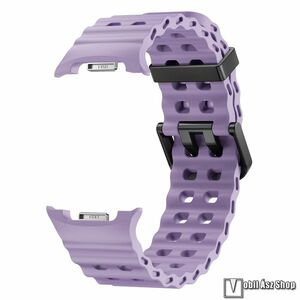 Samsung Galaxy Watch8 44mm, 40mm, Watch8 Classic, Okosóra szíj, Szilikon, Kéttüskés csat, 3D bordázott minta, Álltható méret, Lila kép