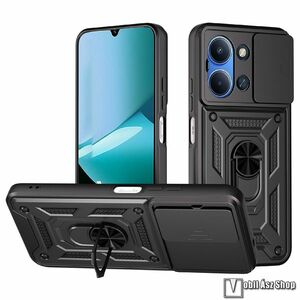 Xiaomi Redmi 15C 4G, 5G, Ott! Camshield Armor Pro telefontok, Műanyag, Szilikon betétes, Ütésálló, Kameravédelem, Ujjgyűrű, Beépített fémlap, Fekete kép