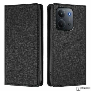 Xiaomi Redmi 15C 5G, 4G, Telefontok, Notesz, Oldalra nyíló, Asztali tartó, Rejtett mágneses záródás, Kártyazseb, RFID védelem, PU bőr, Szilikon belső, Fekete kép