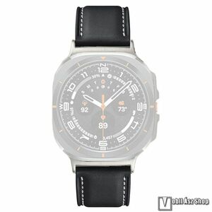 Samsung Galaxy Watch Ultra, Okosóra szíj, Valódi bőr, Csatos, 89+125mm hosszú, Fekete kép