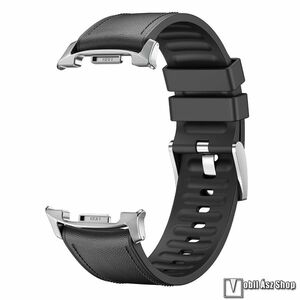 Samsung Galaxy Watch8 44mm, 40mm, Watch8 Classic, Okosóra szíj, PU bőr külső és szilikon belső, Csatos, 94+130mm hosszú, Fekete kép
